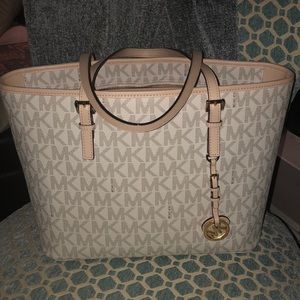 MK white and cream tote
